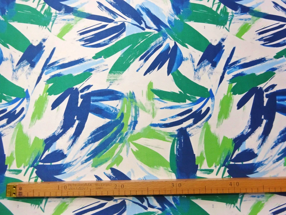 Úplet-imitácia jelenice "zeleno-modrý vzor" - Slovenská potlač 