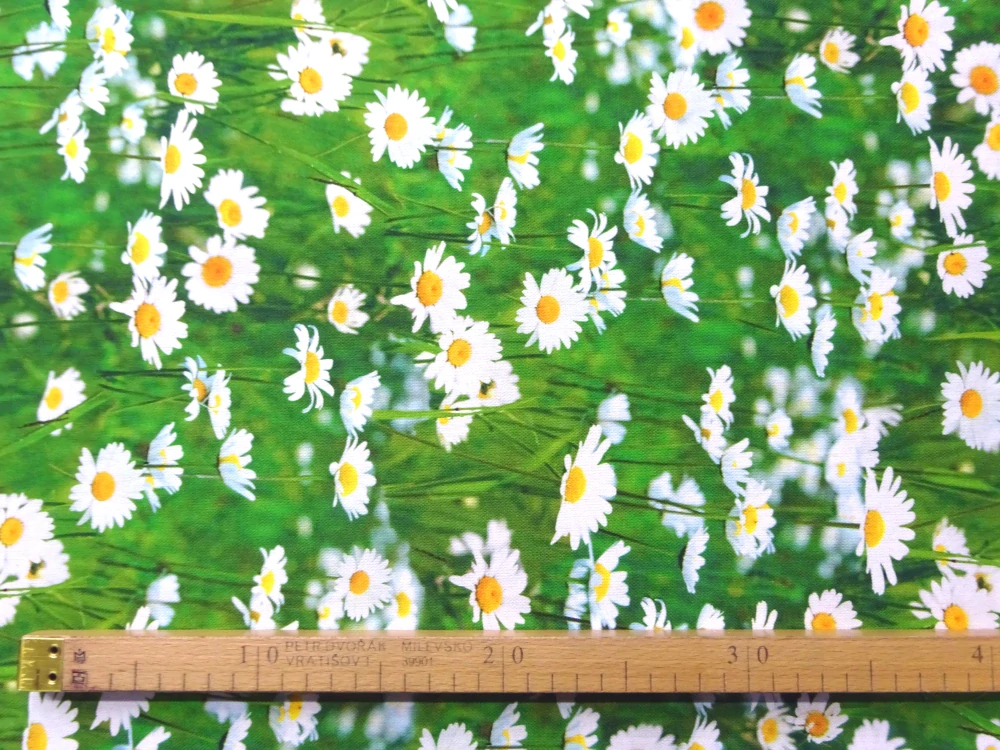 Poťahovka zelená "biele kvety" - digitálna tlač 