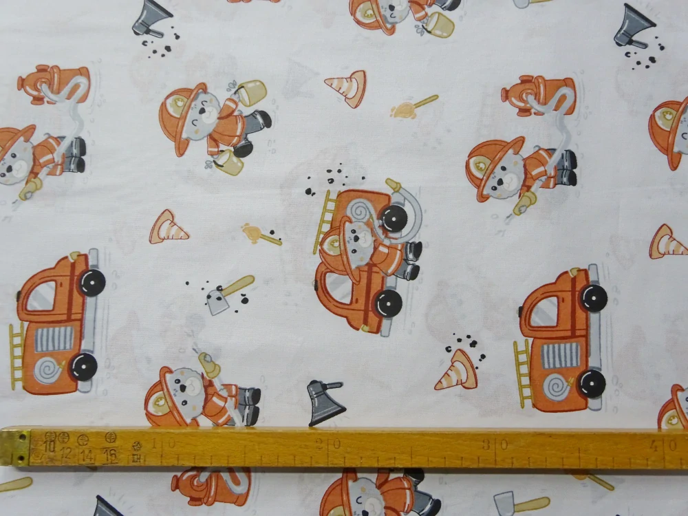 Bavlna biela "macko hasič" 