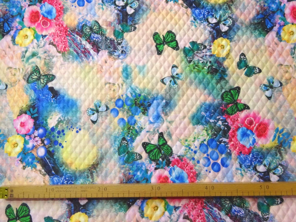 Úplet prošev maslovo-ružový "kvety, motýle"