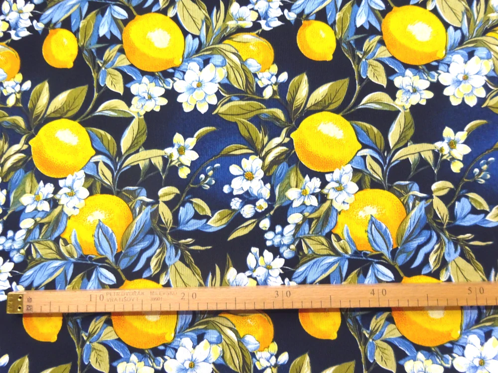 Poťahovka tmavomodrá "citróny" 