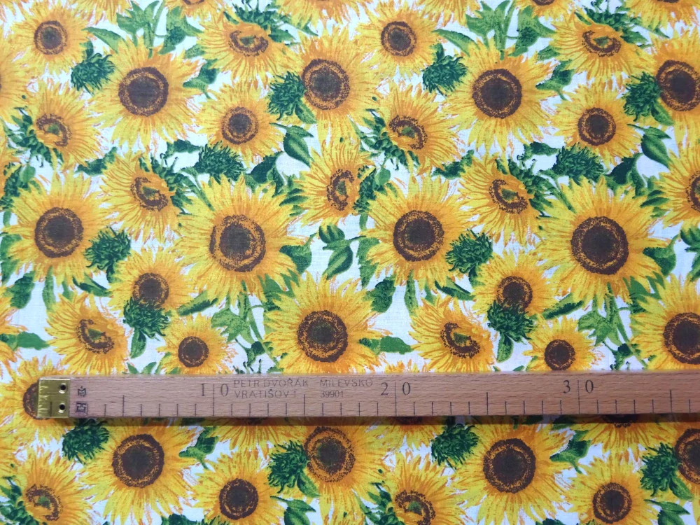 Bavlna biela "slnečnice" 