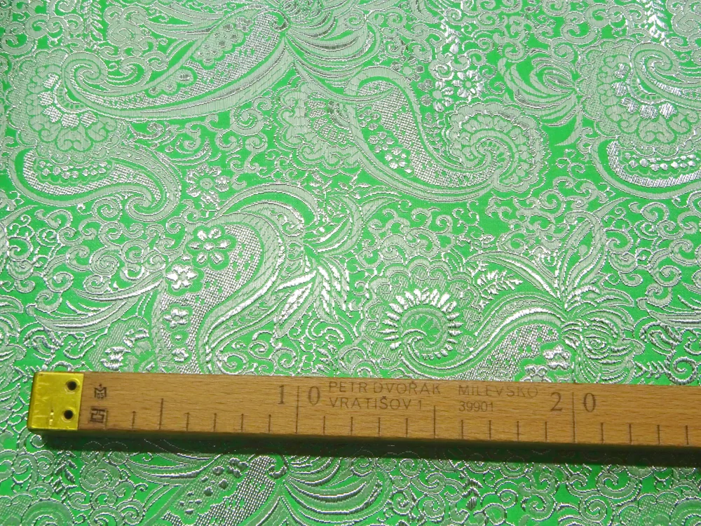 Brokát zelený "strieborný vzor" - Taliansko 