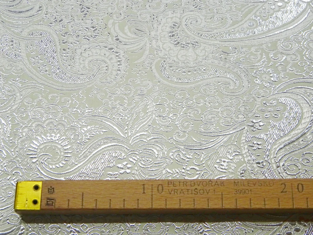 Brokát maslový "strieborný vzor" - Taliansko 