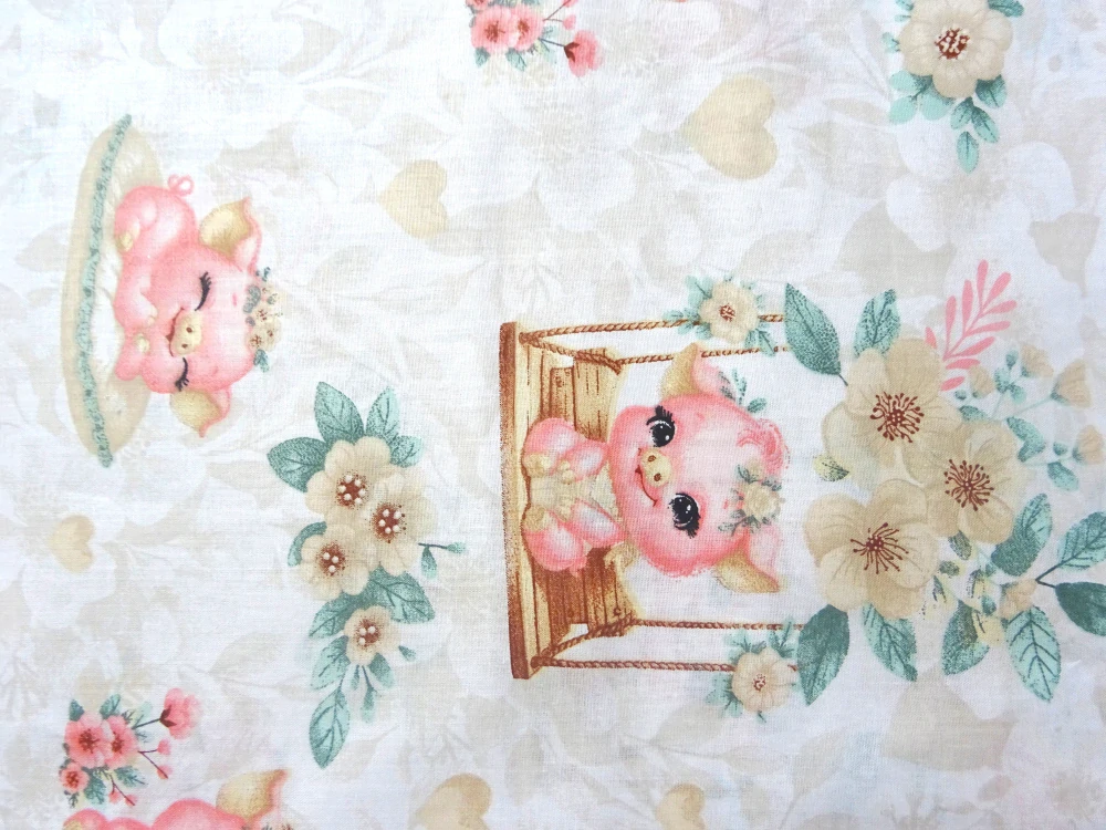 Bavlna biela "veselé prasiatka" 