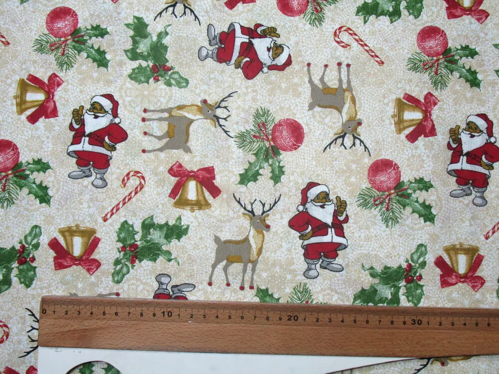 Poťahovka bielo-béžová "Santa Clause, sob, zvonček"