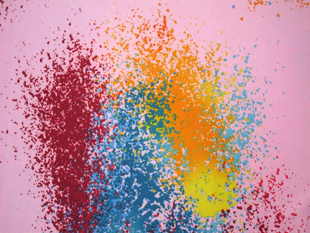 Satén ružový "farebné machule" 