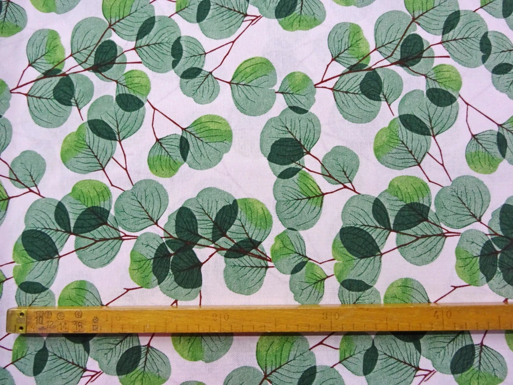 Poťahovka biela "zelené listy" 