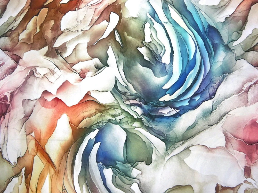 Hodváb farebný "abstraktný vzor" 