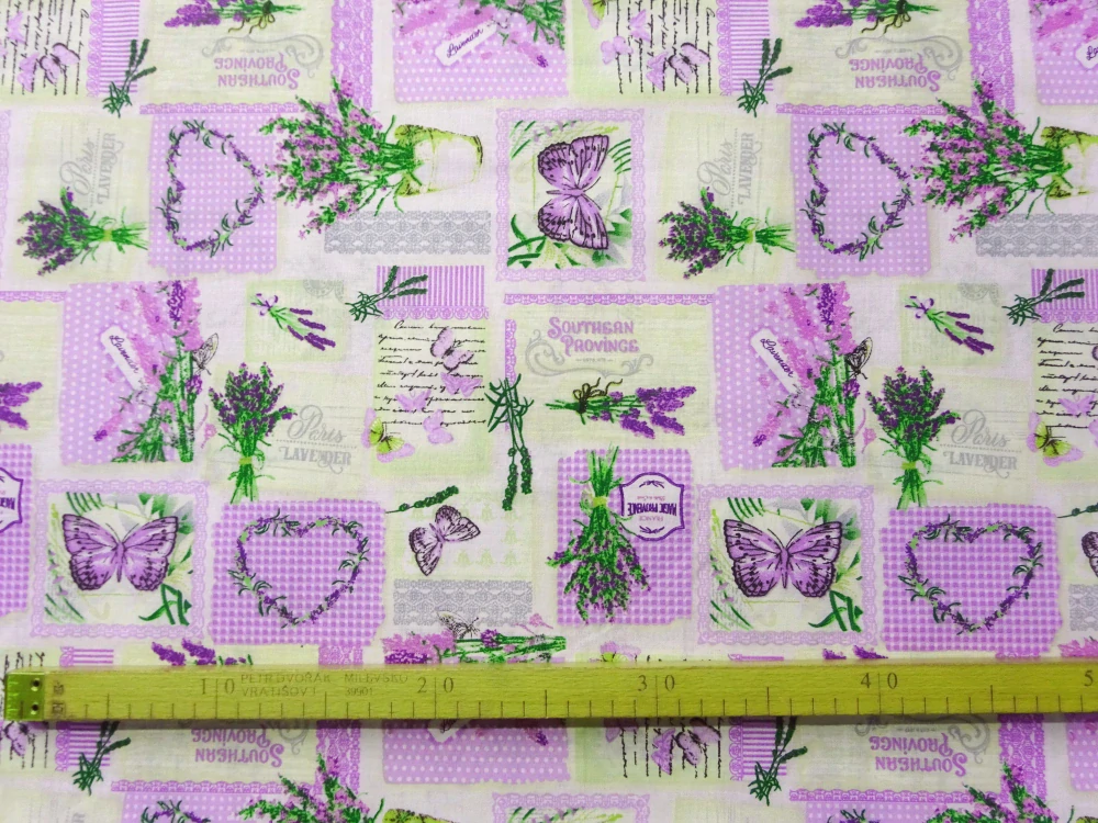 Bavlna bielo-béžovo-fialová "levanduľa" 