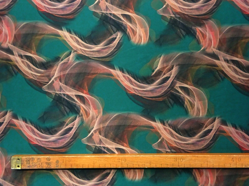 Hodváb smaragdový "hnedý vzor" 