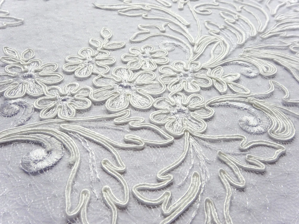 Krajka na monofile "ivory kvety a listy" 