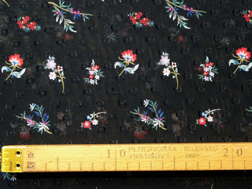 Šifón Stanka čierny "kvety" 