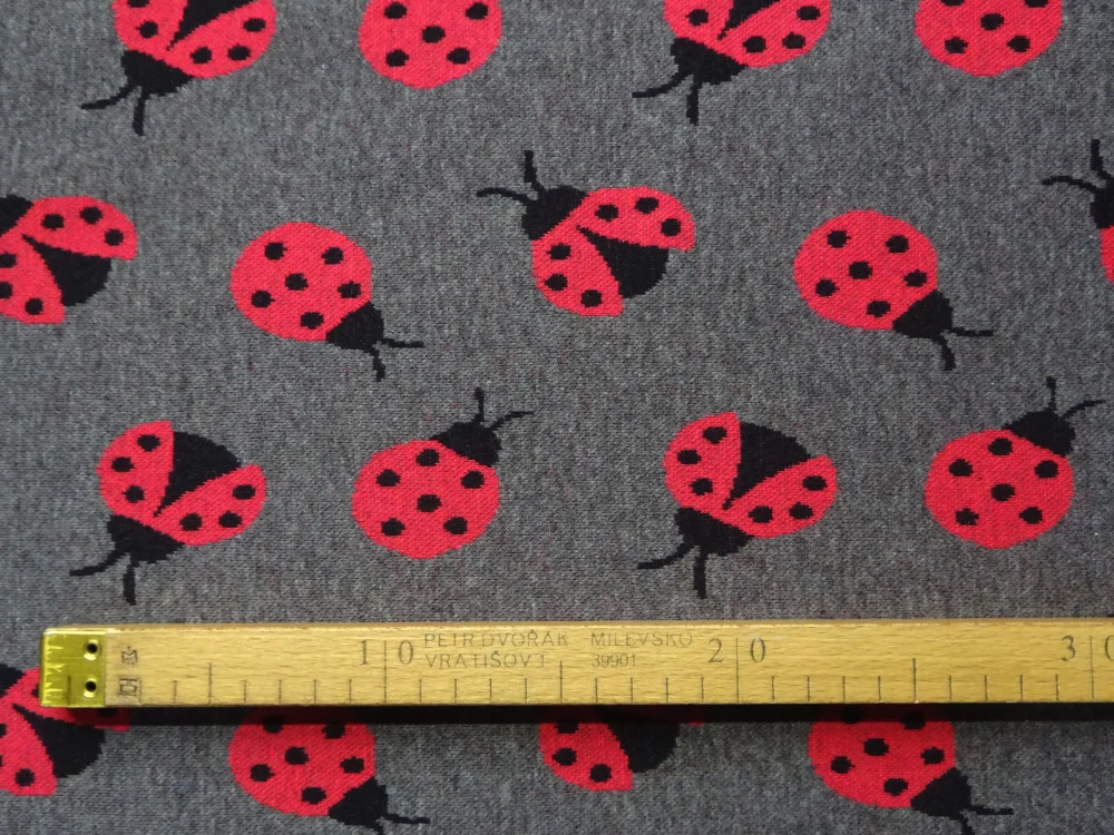 Svetrovina sivo-červená "lienka"