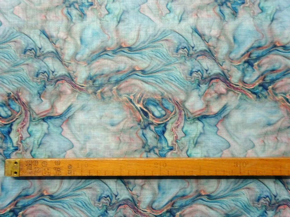 Ľan tyrkysovo-smaragdový "rozpitý mramor" 