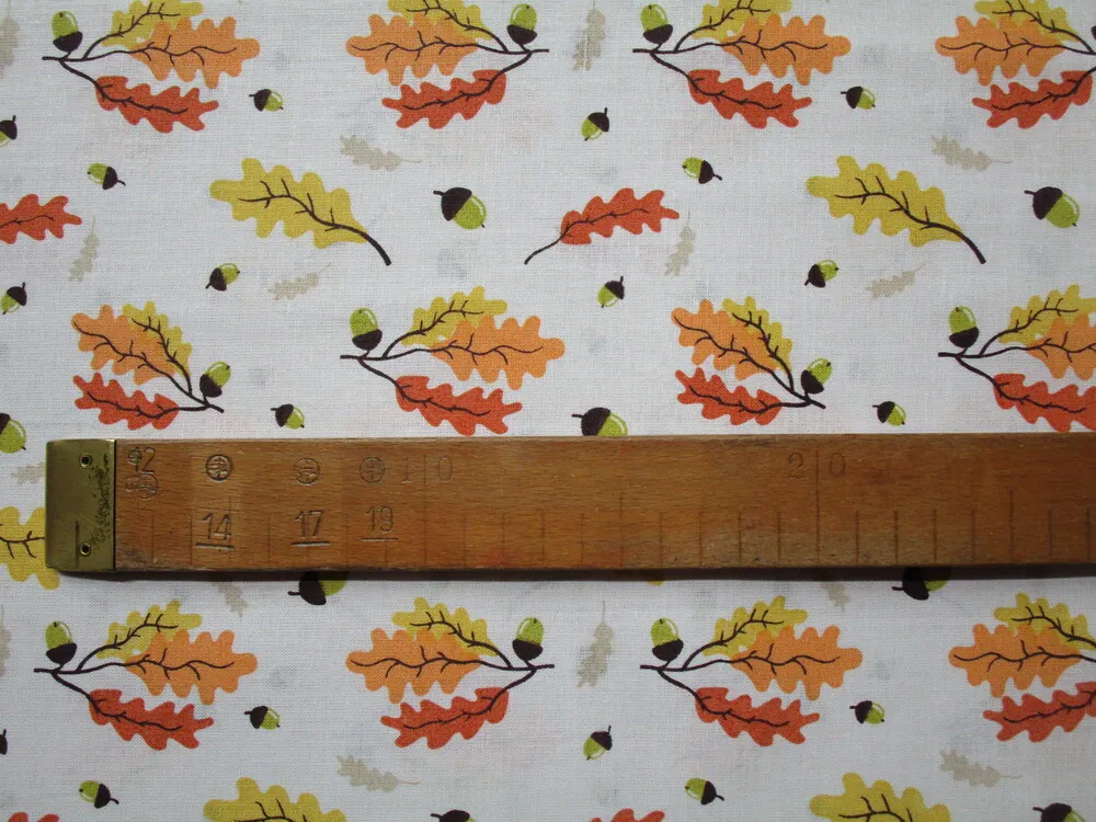 Bavlna biela "žlto-pomarančové listy" 