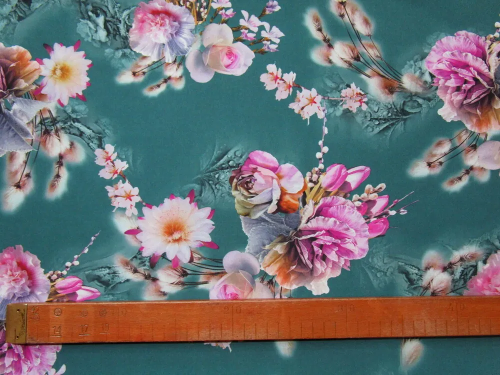 Šatovka zeleno-modrá "kvety" 