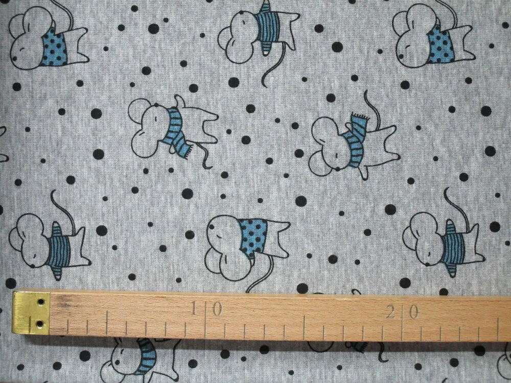 Teplákovina zateplená sivý melír "myšky"