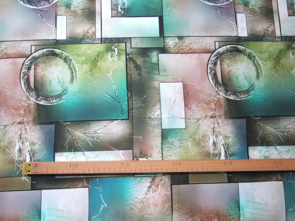 Hodváb fialkovo-tyrkysovo-hnedý "nature"