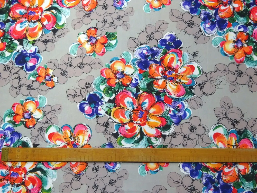 Úplet sivý "farebné kvety"