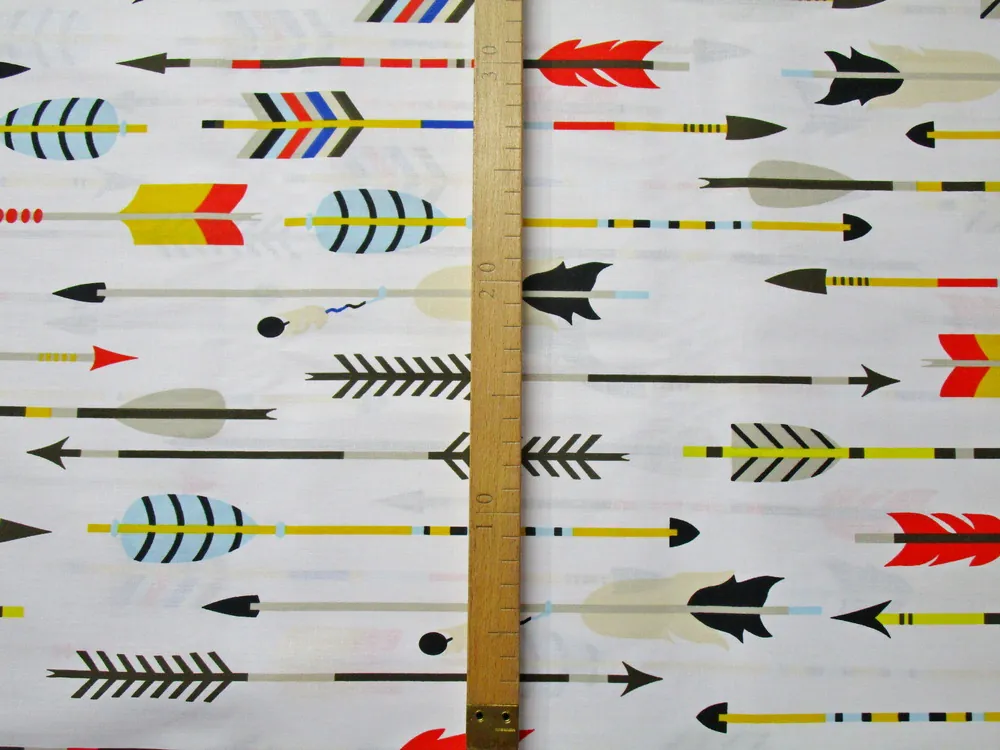 Bavlna biela "farebné šípy"