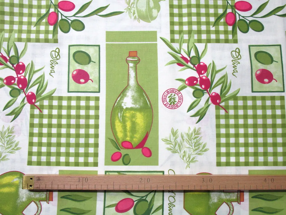 Bavlna maslovo-zelená "olivy, olivový olej"