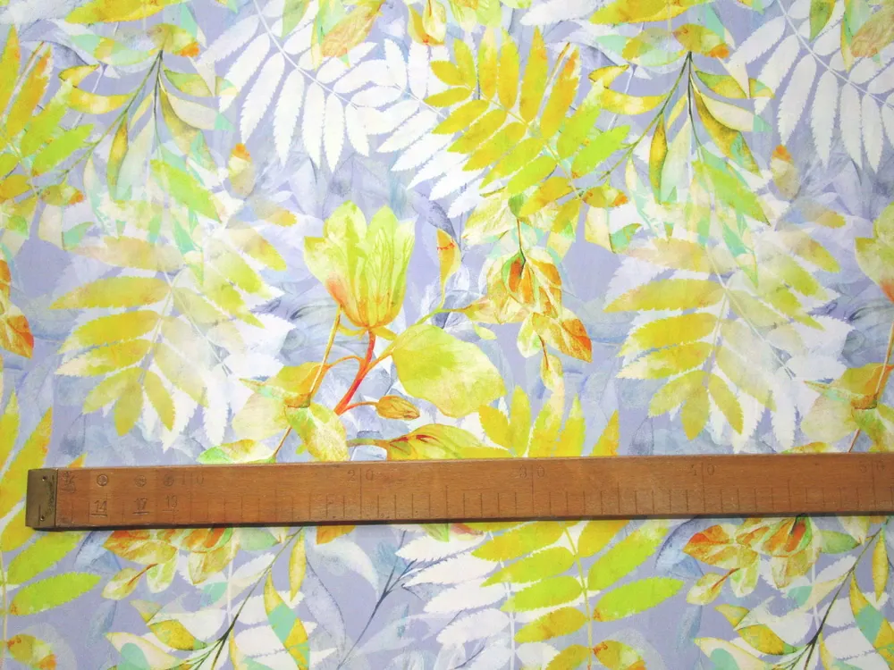 Hodváb fialkový "biele a žlté listy" 