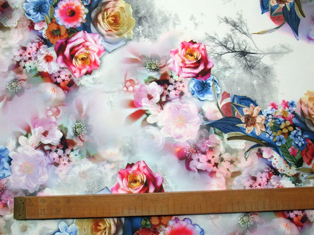 Šatovka Miláno maslovo-sivo-fialová "3D kvety"