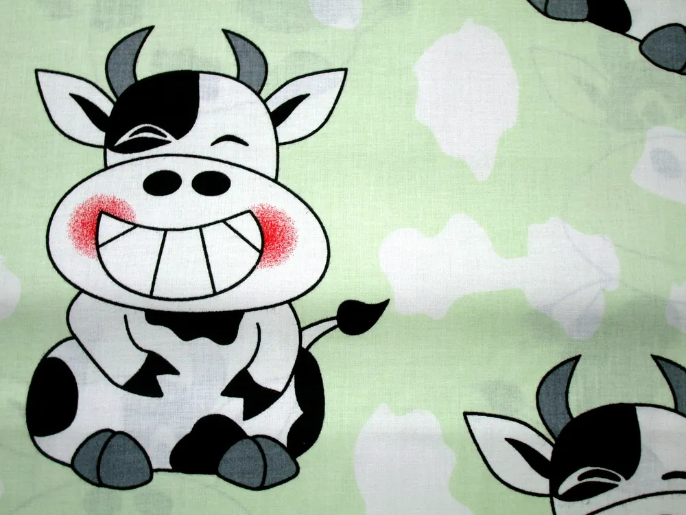 Bavlna zelená "kravičky"
