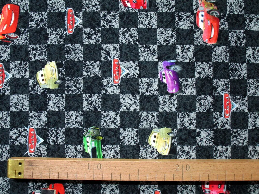 Teplákovina sivá šachovnica "Cars"