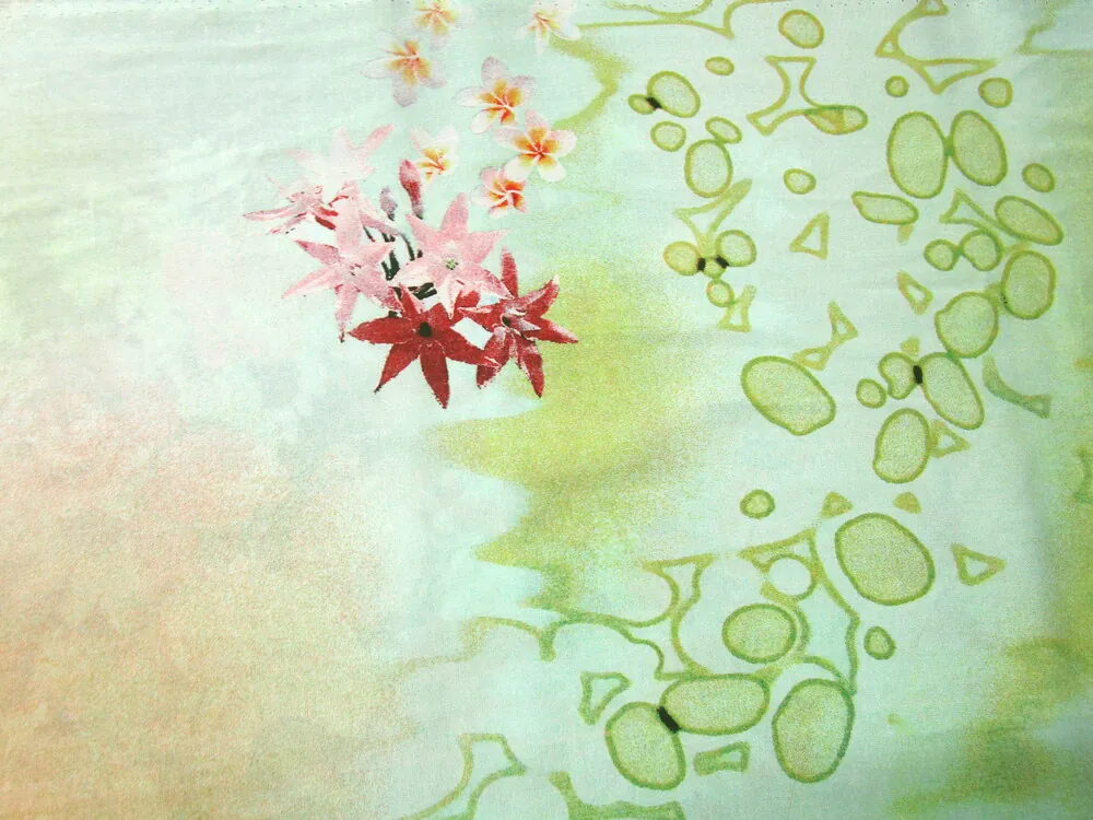 Šatovka zeleno-červeno-čierna "kvety" - bordúra jednostranná