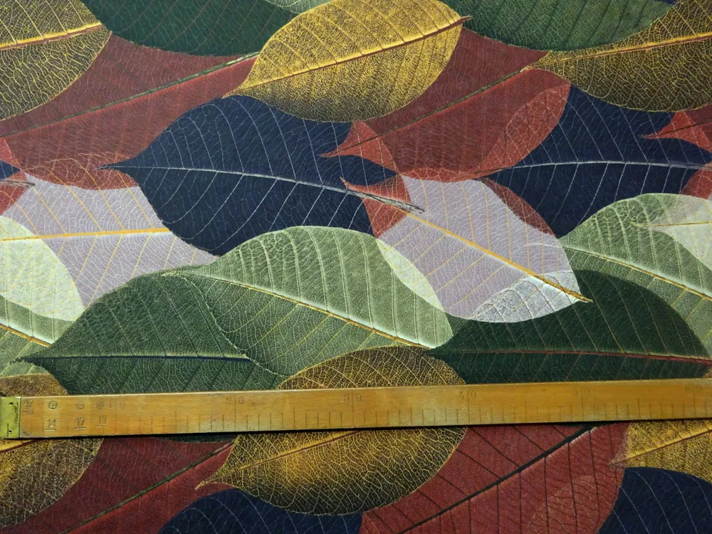 Poťahovka žlto-zeleno-hnedá "listy" - zamatový povrch