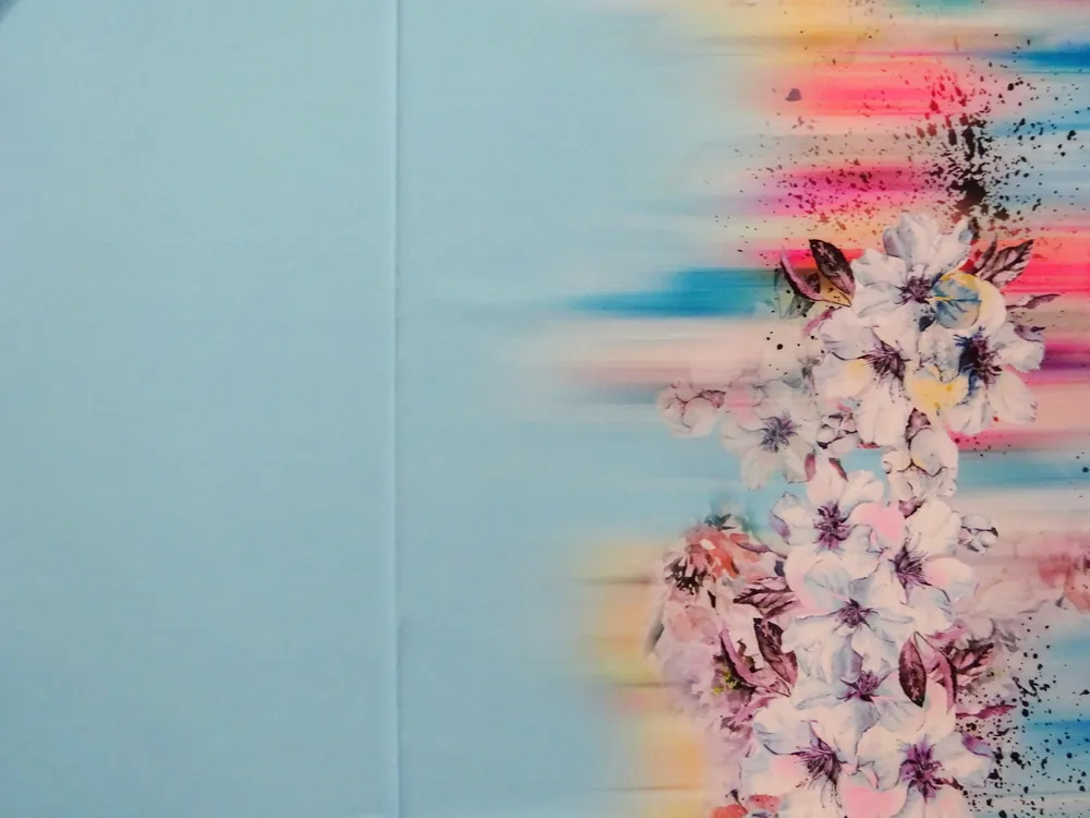 Šatovka modrá "kvety" - bordúra jednostranná