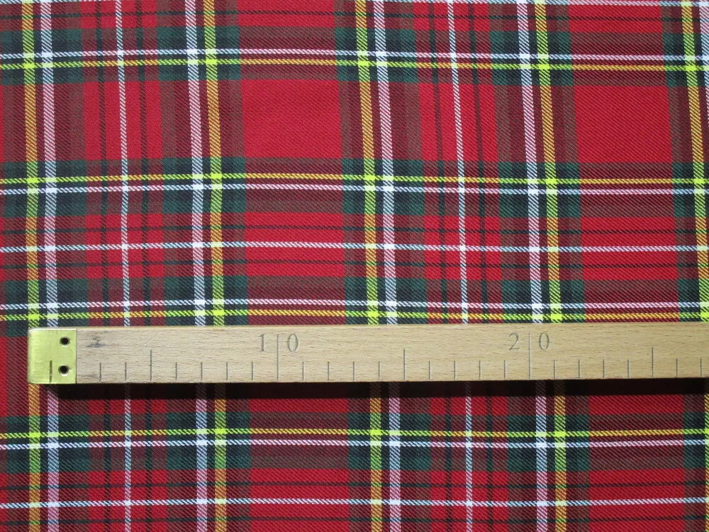 Kostýmovka červená "bielo-žlto-zeleno-čierne káro"