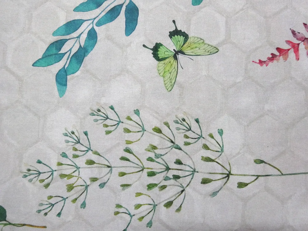 Poťahovka sivá "vtáčik, motýľ, listy" 