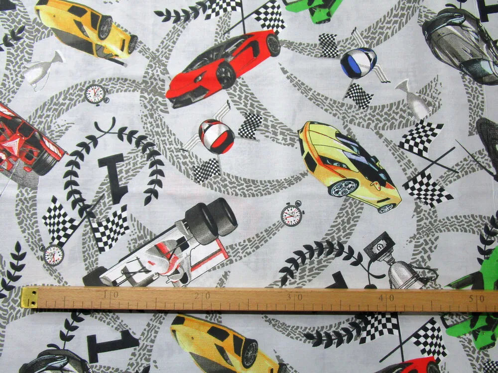 Bavlna sivá "lamborghini, formula"