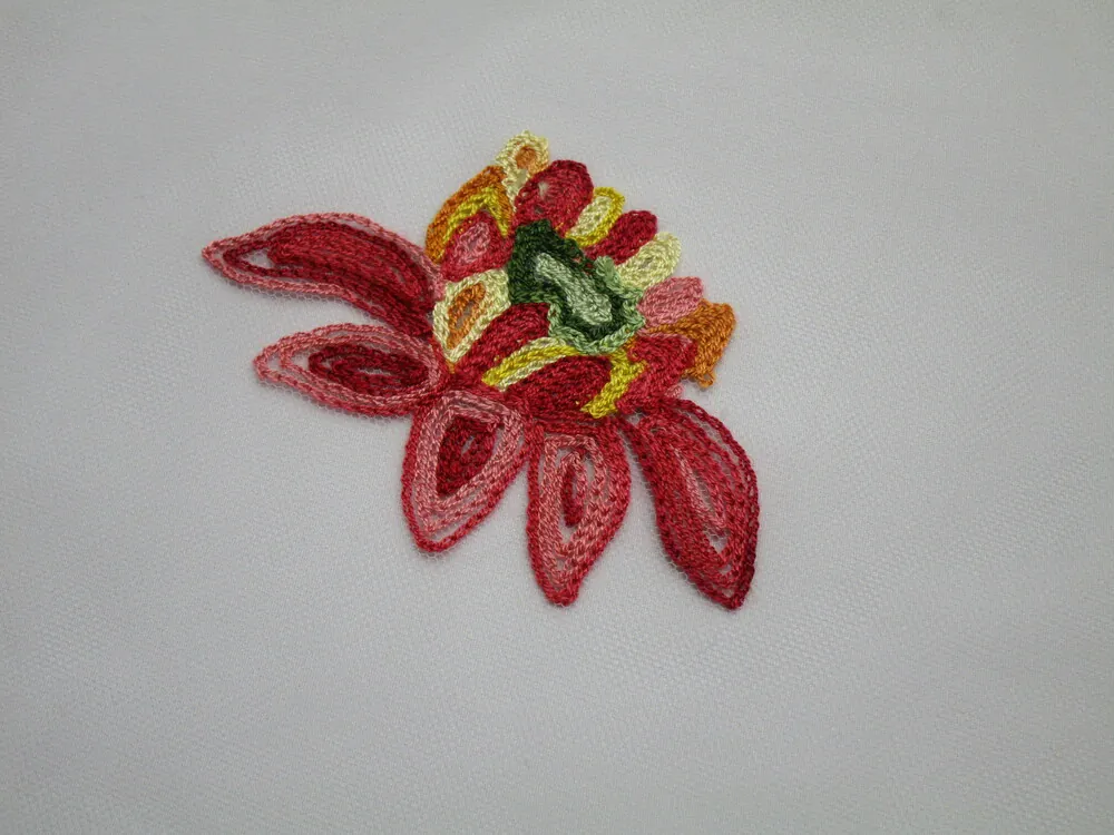 Vyšívaný tyl "kvety, kašmírový vzor" - bordúra