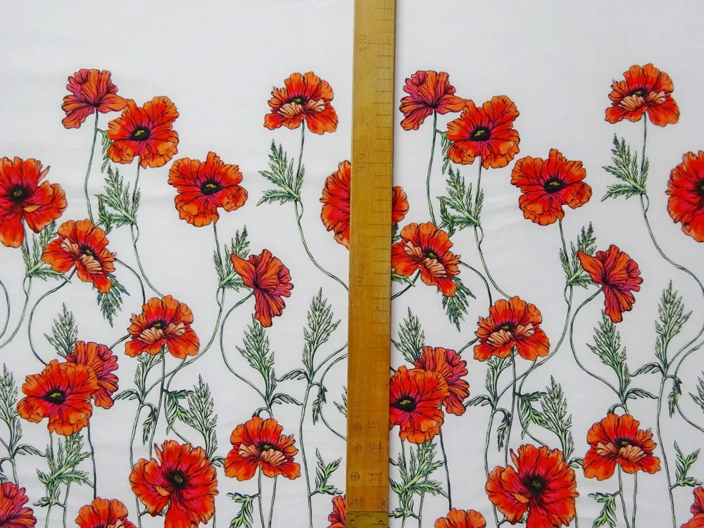 Úplet biely "červené maky" - bordúra jednostranná