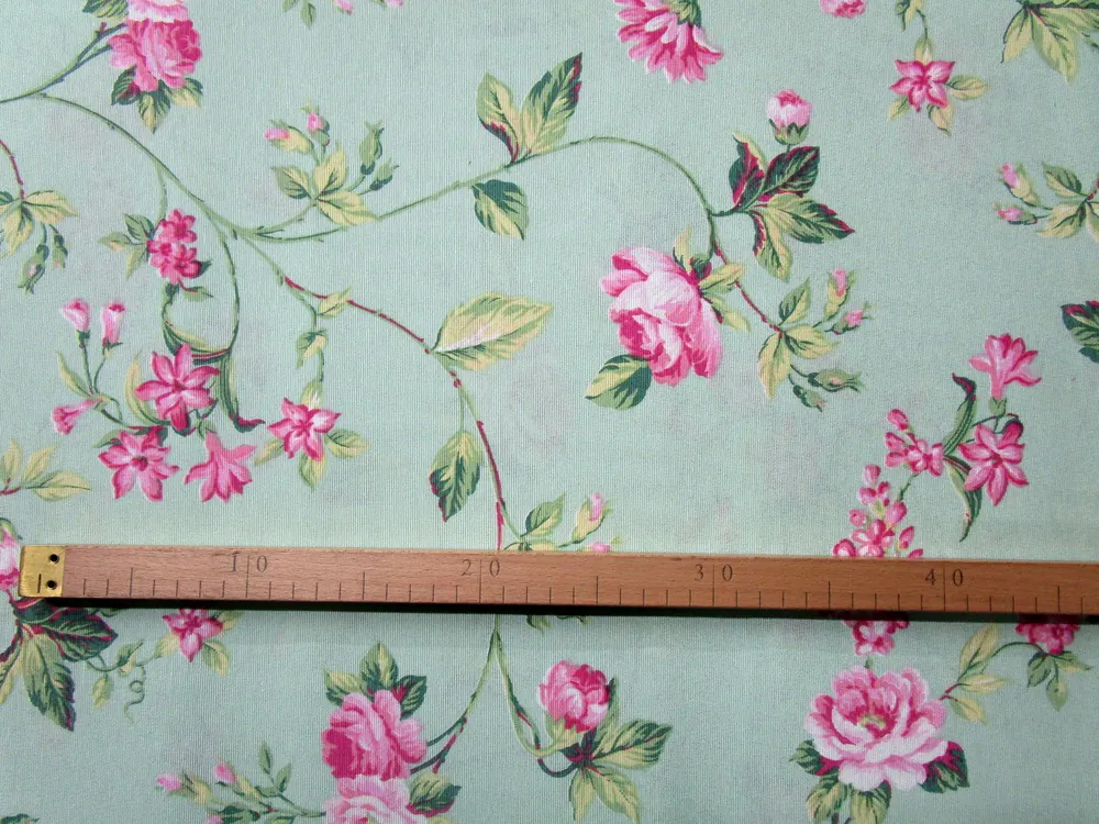 Poťahovka zelená "ružové kvety"