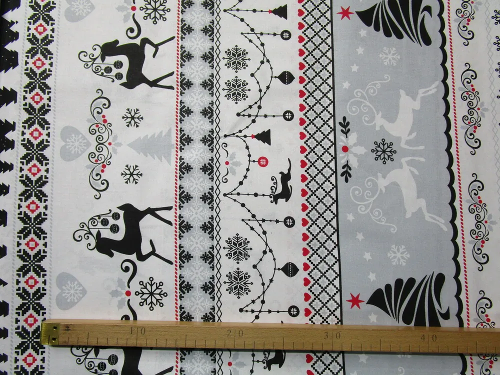 Bavlna bielo-sivá "zimný motív" 