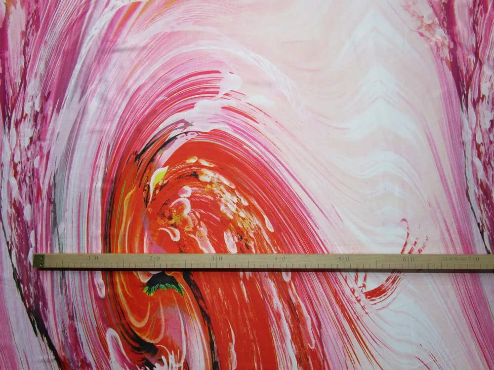 Satén ružový "ružovo - červená vlnovka"