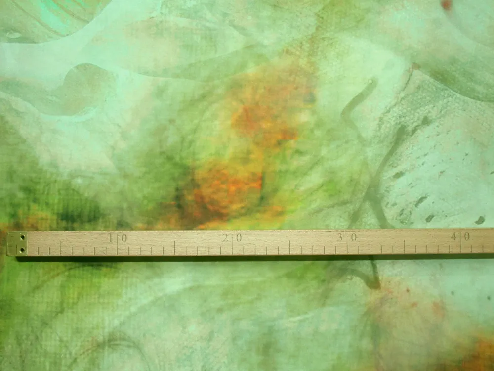 Hodváb zelený "žlto-pomarančový vzor"