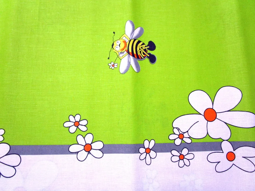 Bavlna pomarančovo-bielo-zelená "včielka"