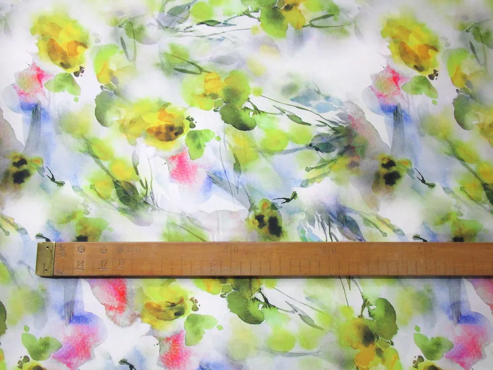 Hodváb smotanový "žlté rozpité kvety" 