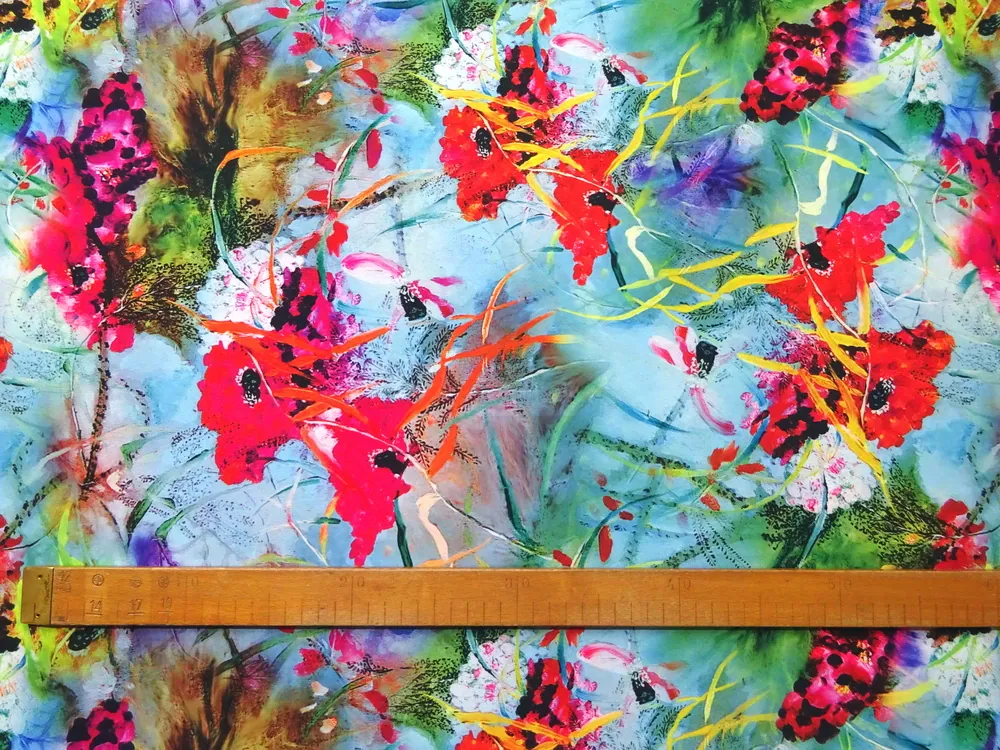 Šatovka zeleno-modrá "kvety" 