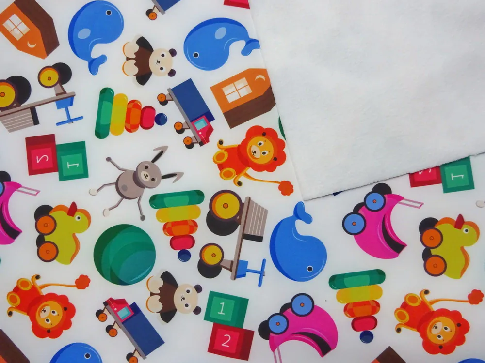 Softshell biely "detské hračky" 