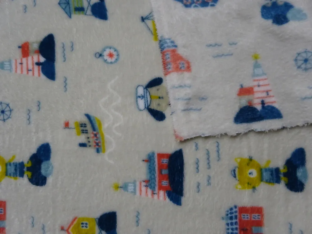 Fleece sivý "morský motív" - OEKO-TEX 