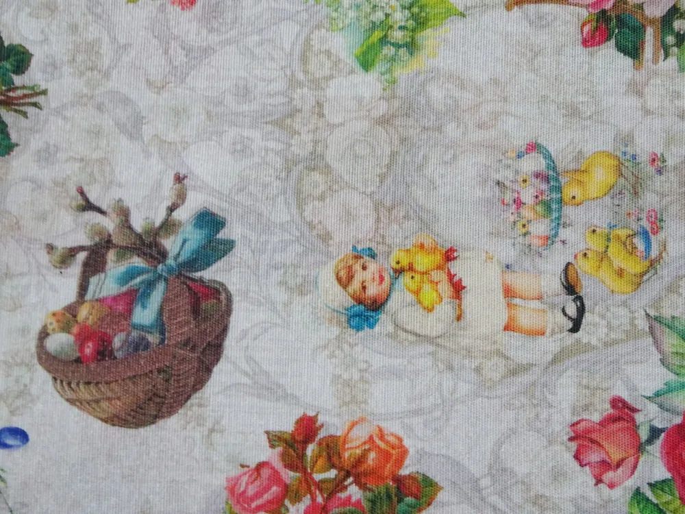 Poťahovka biela "jarný motív" 