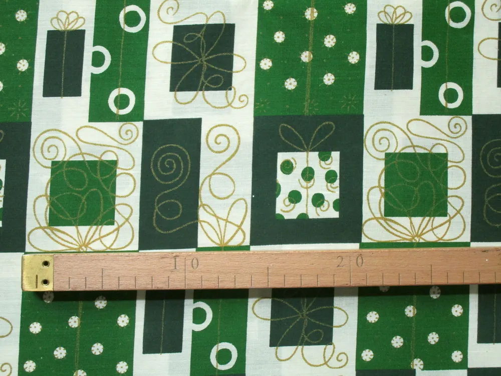 Bavlna maslovo-zelená "darčeky" 