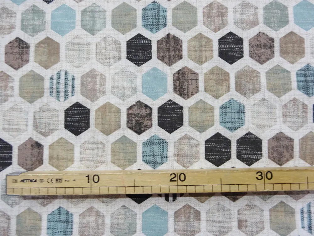 Poťahovka bielo-béžová "tyrkysovo-hnedý geometrický vzor"